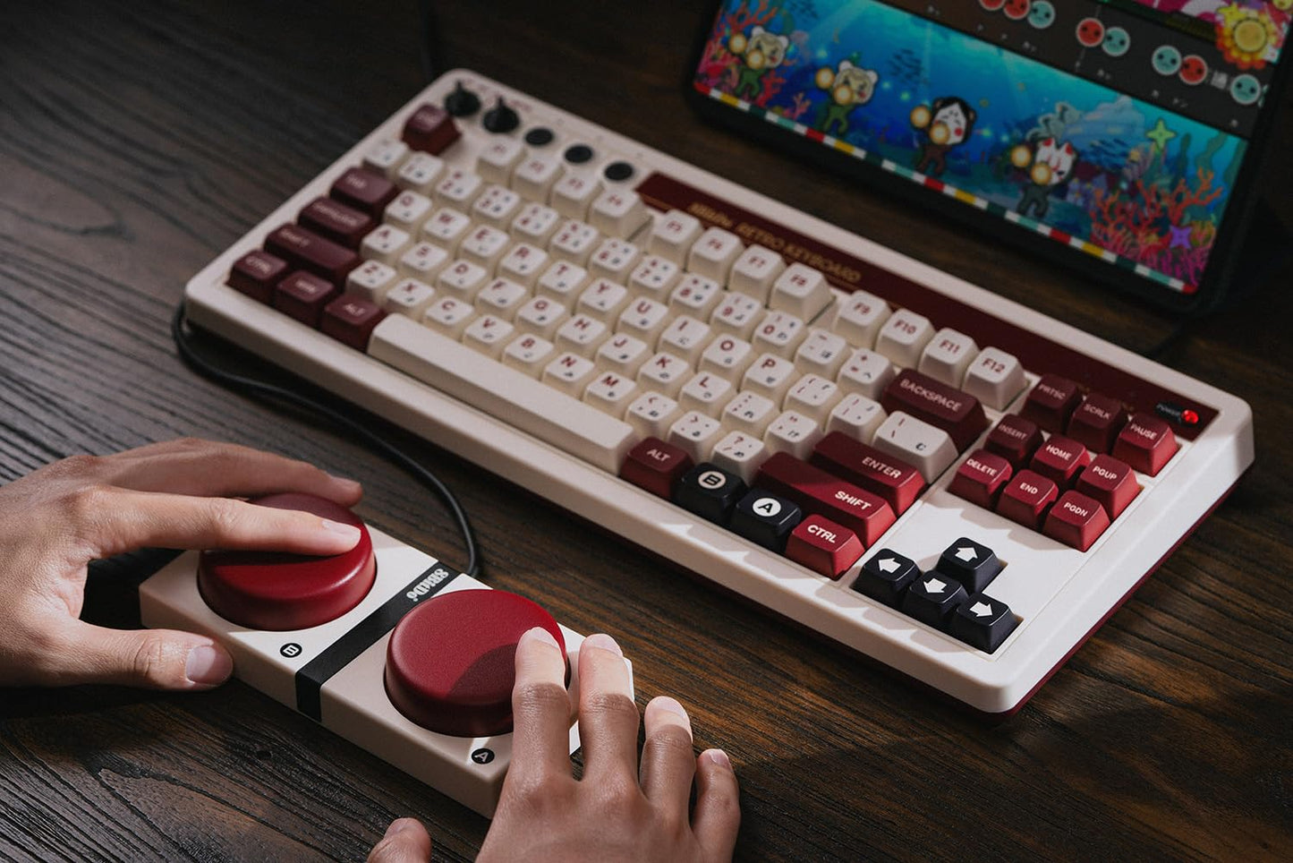 8Bitdo Retro Mechanical Keyboard, Bluetooth/2.4G/USB-C Hot Swappable Gaming Keyboard with 87 Keys, Dual Super Programmable Buttons for Windows and Android - N Edition