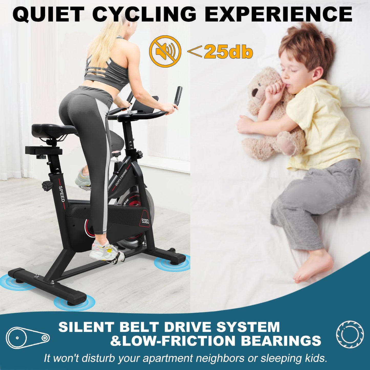 Exercise Bikes Stationary,Exercise Bike for Home Indoor Cycling Bike for Home Cardio Gym,Workout Bike with Mount & LCD Monitor,Silent Belt Drive