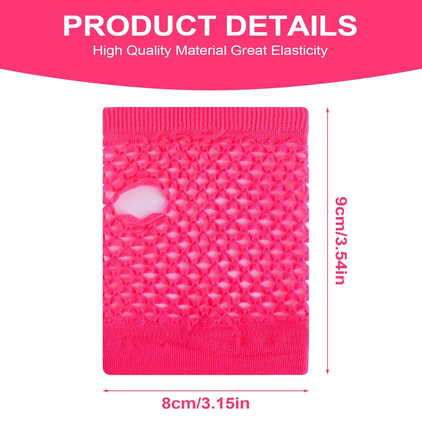 DIVINA VITAE 2 Pairs Pink Fingerless Fishnet Gloves Women 80s Short Stretch Mesh Gloves Retro Nylon Fish Net Fingerless Gloves for 80's Theme Party Halloween Cosplay Women Costume Accessories