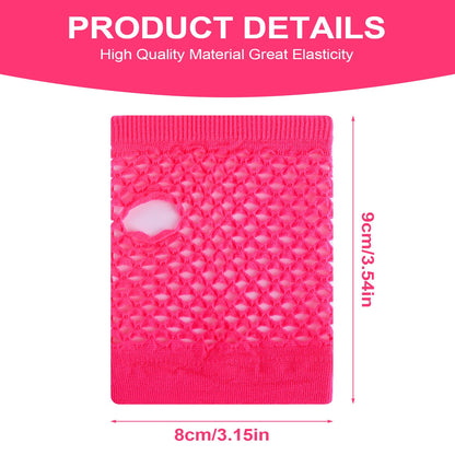 DIVINA VITAE 2 Pairs Pink Fingerless Fishnet Gloves Women 80s Short Stretch Mesh Gloves Retro Nylon Fish Net Fingerless Gloves for 80's Theme Party Halloween Cosplay Women Costume Accessories