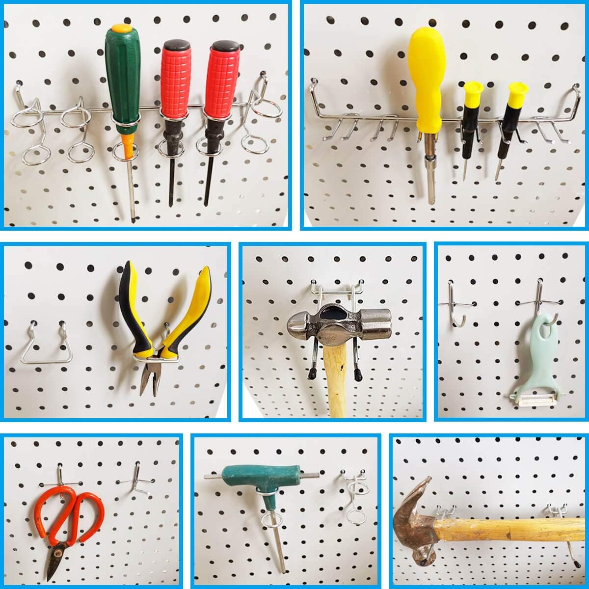 FRIMOONY Pegboard Hooks Assortment with Pegboard Bins, Peg Locks, for Organizing Various Tools, 80 Piece