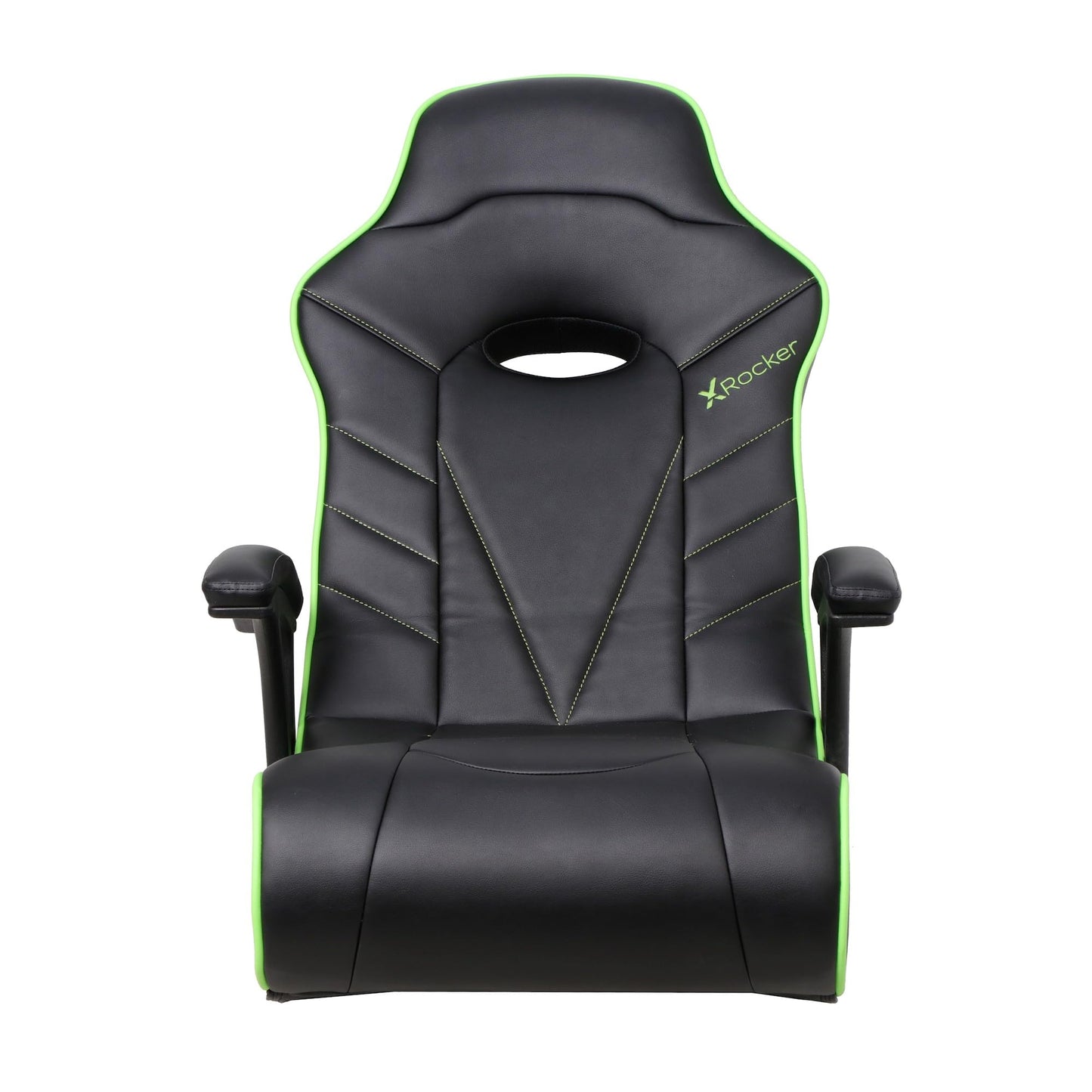 X Rocker Limewire Video Gaming Floor Chair with Armrests, Built-In Audio via Wireless Bluetooth, Foldable, Vegan Leather, 300 lbs Max, Amazon Exclusive, Black with Green