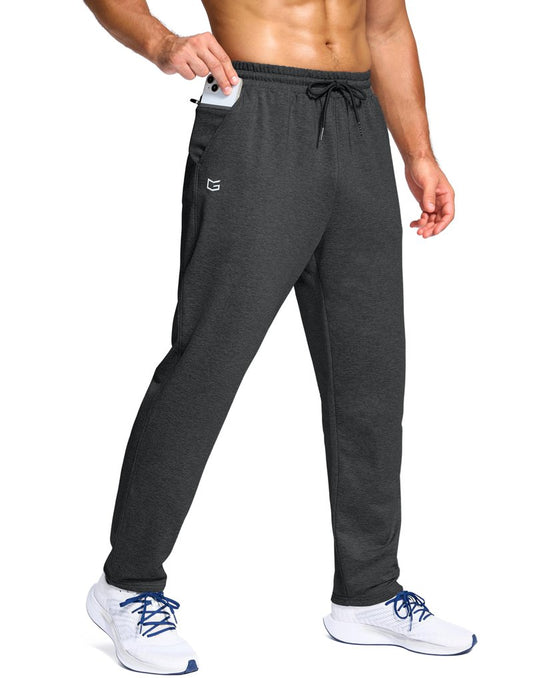 G Gradual Men's Fleece Lined Pants with Zipper Pocket Winter Warm Athletic Joggers Sweatpants for Men Workout Running Gym(Charcoal,L)