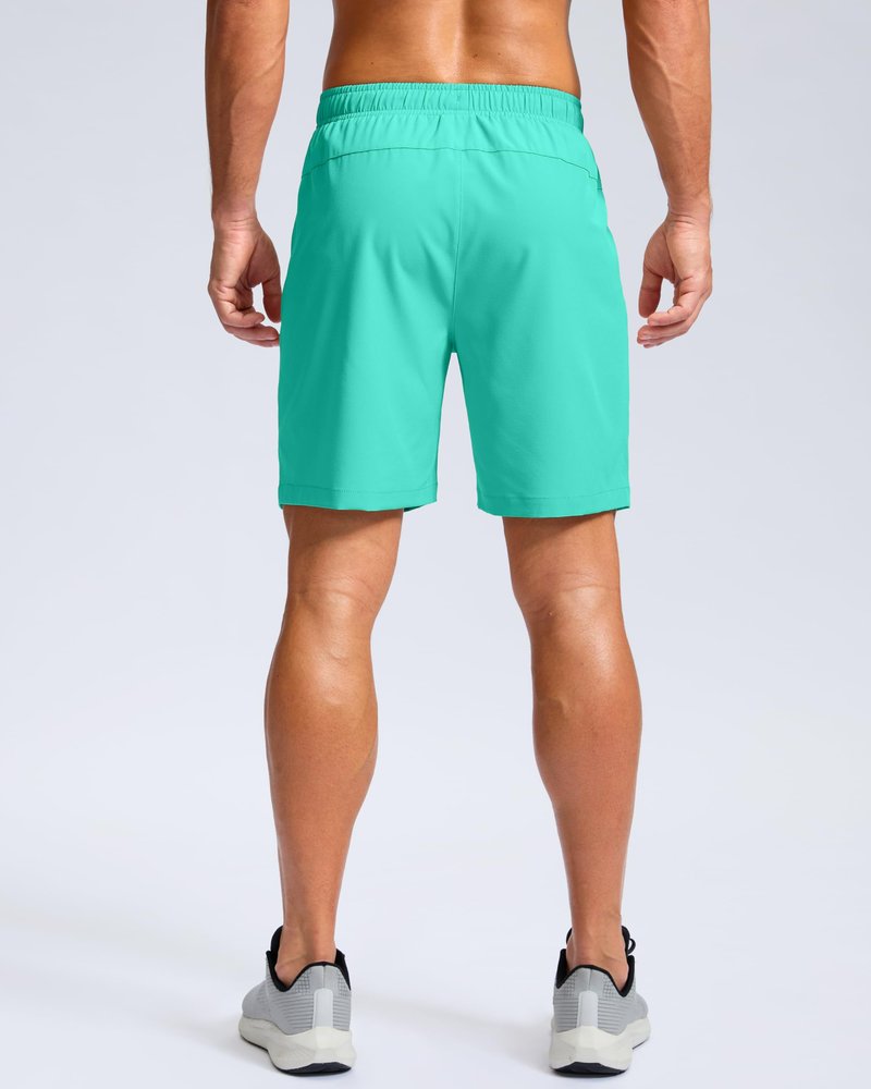 Men's Athletic Running Shorts with Zipper Pockets Quick Dry 7"/ 5"/ 9" Workout Gym Shorts for Basketball Hiking(Light Green,7XS)