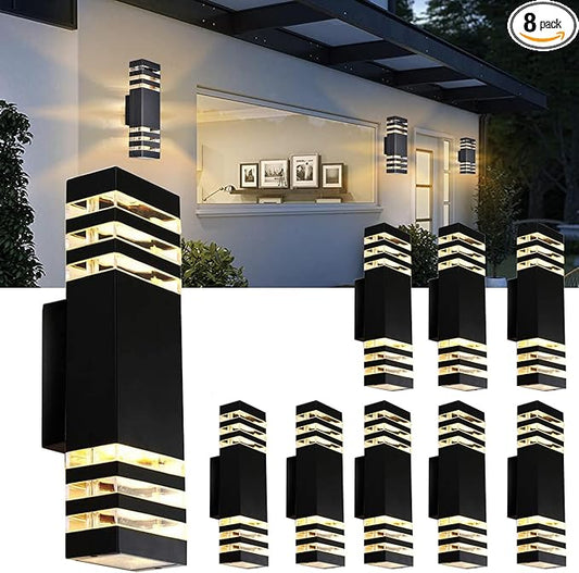 8Pack 15inch Outdoor LED Wall Lights,4000K Day White Outdoor 18W Wall Light Aluminum Body Waterproof IP65 led Porch Light for House Patio Garage Garden.(No Sensor)