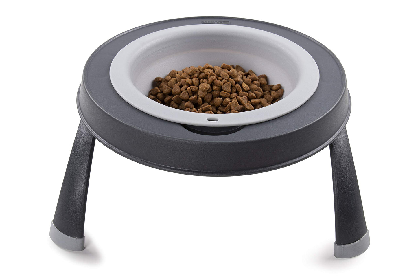 Dexas Pets Single Elevated Pet Feeder/Pet Bowl, Large/ 4 Cup Capacity, Light Gray