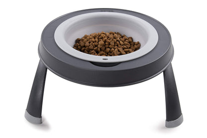 Dexas Pets Single Elevated Pet Feeder/Pet Bowl, Large/ 4 Cup Capacity, Light Gray
