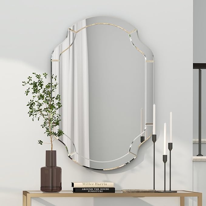 Decorative Mirrors for Wall Decor, 24" x 36" Large Beveled Wall Mirror for Living Rroom Dining Room Bathroom Bedroom Entryway, Vanity Mirror Hang Horizontally or Vertically