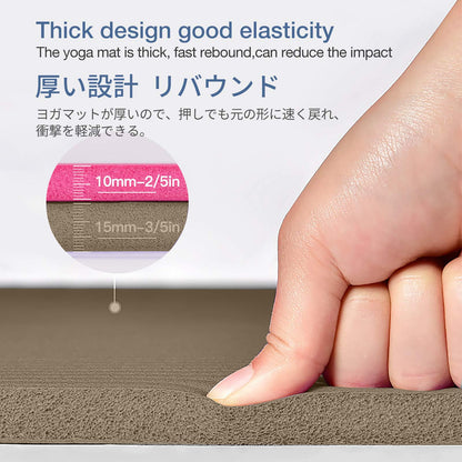 Gruper Thick Yoga Mat Non Slip, Large Size 72" L x 32" W x 0.6" TH, Premium Exercise & Fitness Mat with Carrying Strap and Bag, Workout Mats for Home (Brown, 0.6 * 32 * 72 Inches)