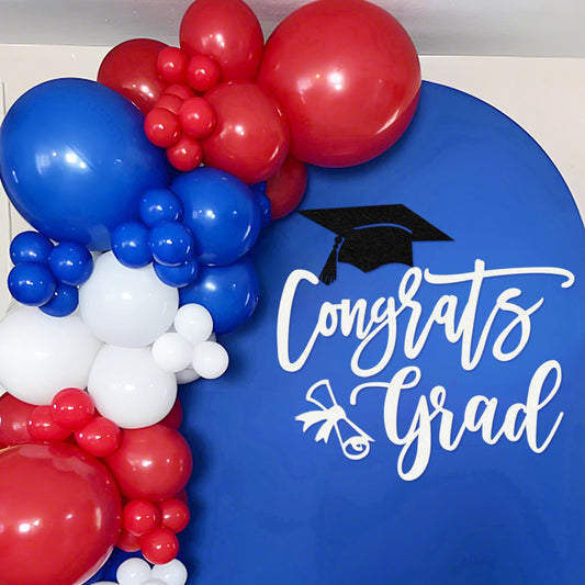 MASTRON Congrats Grad Deal Sign for Backdrop - White Felt Graduation Party Sign Class of 2026 Balloon Arch Backdrop, High School Event Deal Decor, College Commencement Sign