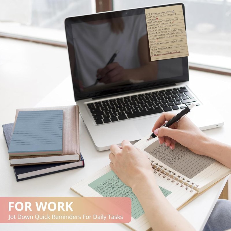Lined Sticky Notes - 24 Pads, 4x6 Inches, Multi-Color Memo Note Pads | Super Sticking Power for Office & Home