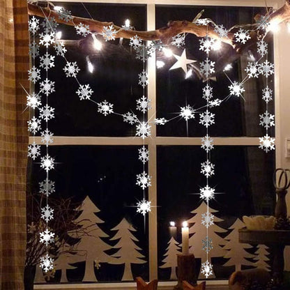 Cheerland Clearance Silver Snowflakes Decorations Garland for Winter Hanging Decoration Winter Wonderland Christmas Onederland Office Dorm Holiday Bridal Shower Ceiling Decor Xmas Backdrop Baby Shower