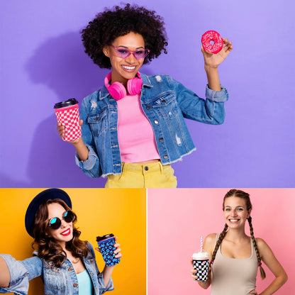 3 Pack Reusable Neoprene Sleeve for Iced & Hot Drinks, Compatible with Starbucks, Dunkin' Coffee Cup. (Happy Halloween)