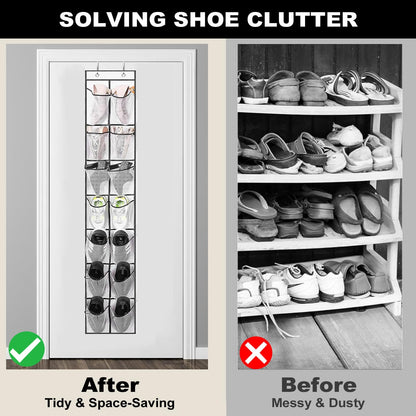 GOMAJI 12 Large Pockets Over The Door Hanging Shoe Organizer, White