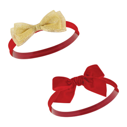 Hudson Baby Infant Girl Cotton and Synthetic Headbands, 12 Days Of Christmas Holly, 0-24 Months