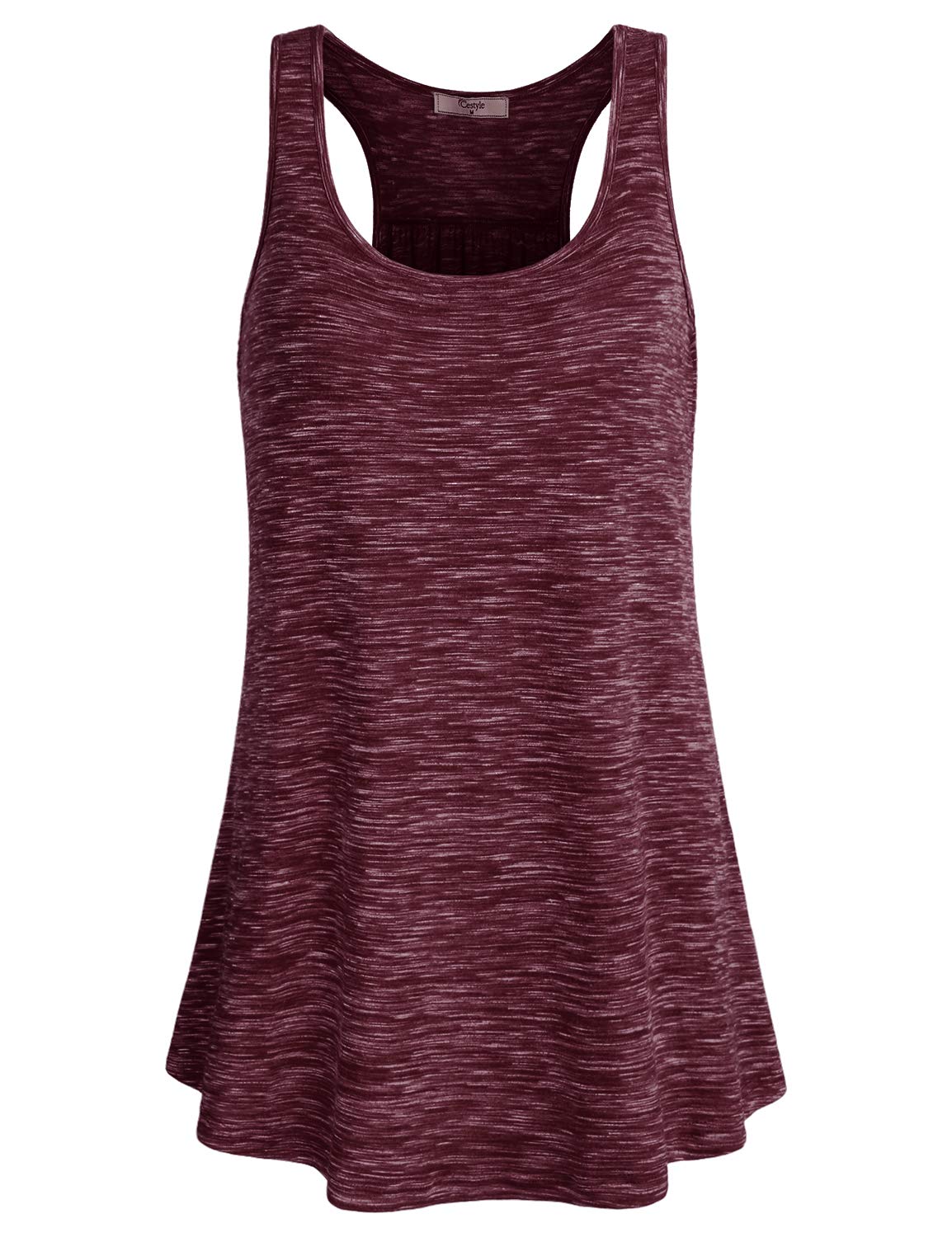 Cestyle Gym Shirts for Women, Ladies Fitness Tops Activewear Clothes Sleeveless Scoop Neck Loose Fit Knitted Breathable Flowy Racerback Cami Tanks XX-Large Wine
