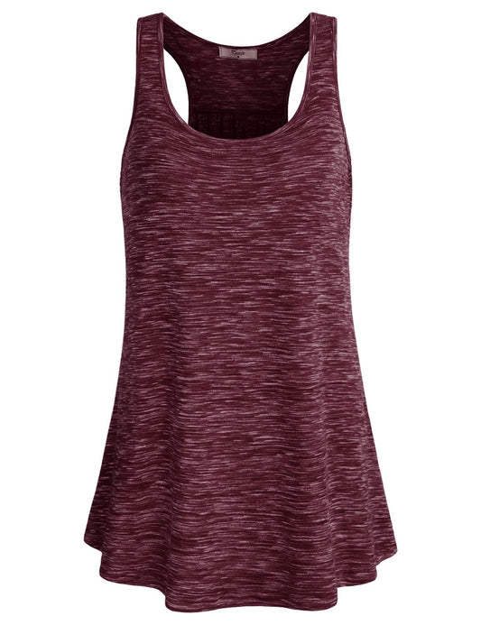 Cestyle Gym Shirts for Women, Ladies Fitness Tops Activewear Clothes Sleeveless Scoop Neck Loose Fit Knitted Breathable Flowy Racerback Cami Tanks XX-Large Wine
