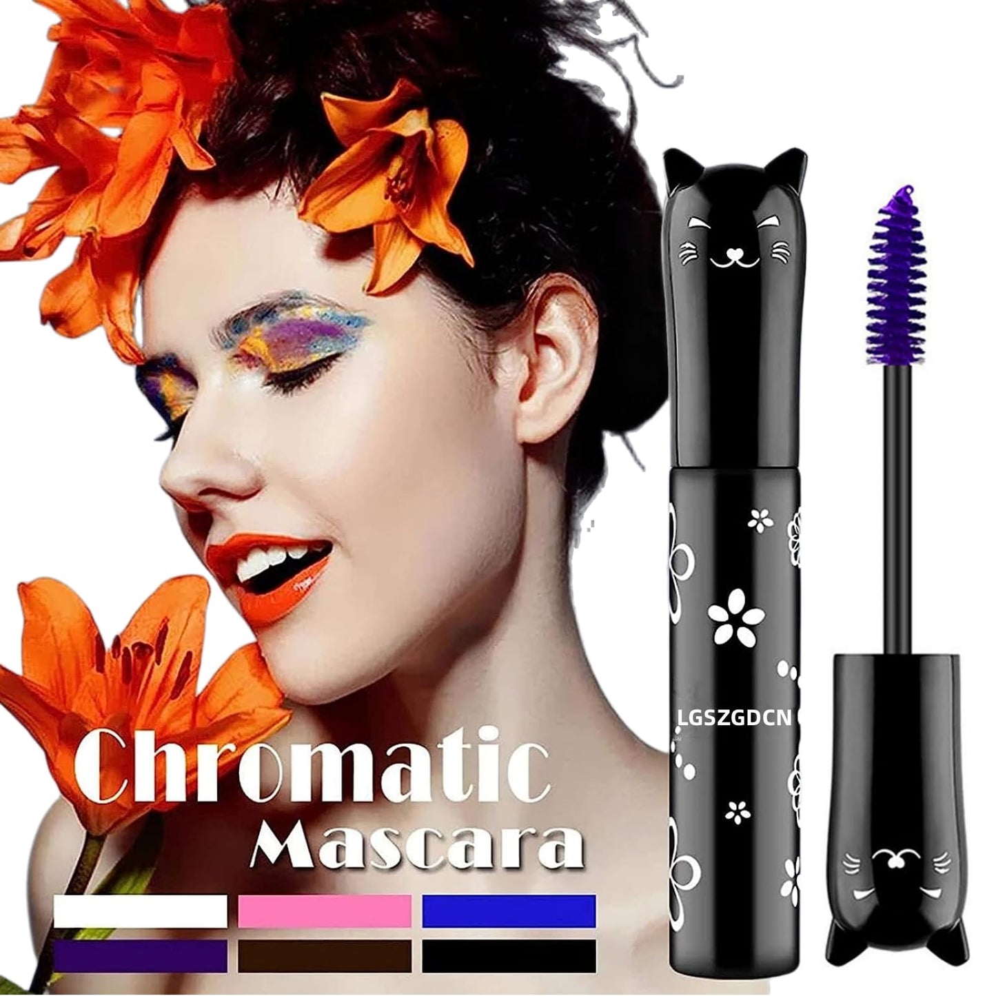 LGSZGDCN Purple Lashes Extensions mascara Eyes Makeup eyelash serum coloured Mascara Waterproof Fast Dry Eyelashes Curling Lengthening Party Stage Use