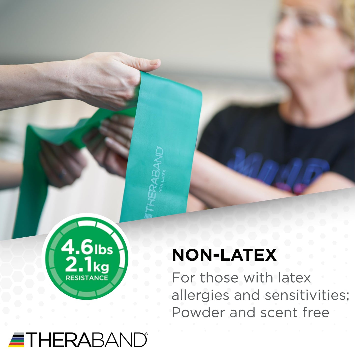TheraBand Non-Latex, Elastic Resistance Bands Set for Physical Therapy, Yellow, Red, Green, Beginner