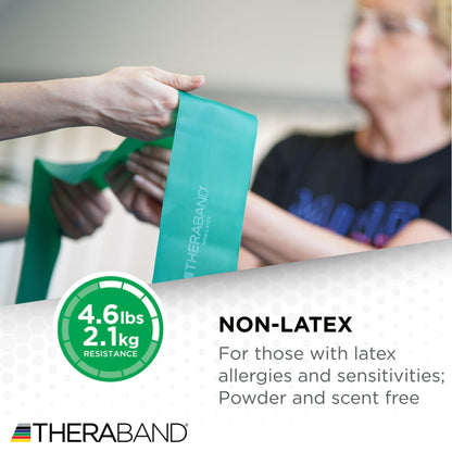 TheraBand Non-Latex, Elastic Resistance Bands Set for Physical Therapy, Yellow, Red, Green, Beginner