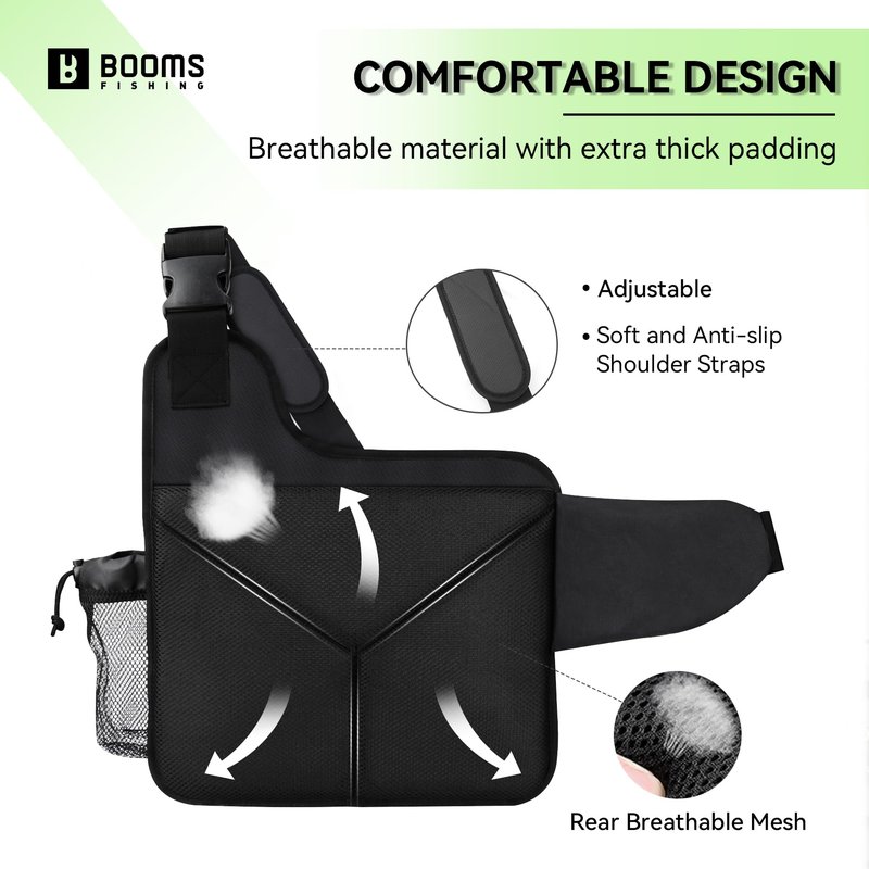 Booms Fishing Tackle Storage Bag - IB1 Fishing Gear Bag with Lures Operation Tray - Saltwater & Freshwater Fly Fishing Sling Bag for Men