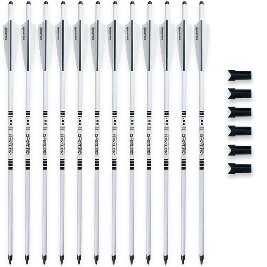 BOWSOUL Crossbow Bolts 20inch Fluorescence Color Carbon Crossbow Hunting Arrows with 4" Vanes and Replaced Arrowhead(12 Pack) (Fluorescein White)