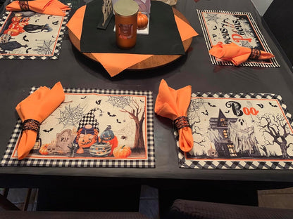 PLOYMONO Orange Heavy Duty Cloth Napkins - 17 x 17 Inch Solid Washable Polyester Dinner Napkins - Set of 8 Napkins with Hemmed Edges - Great for Parties, Fall Festival, Autumn, Halloween, Thanksgiving