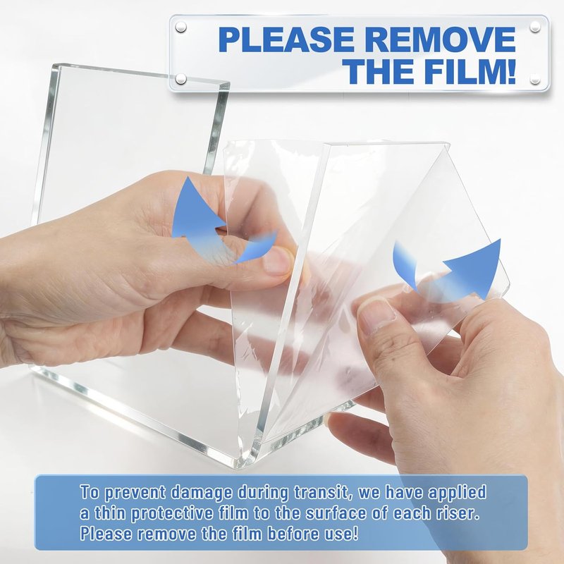Aheroi Acrylic Display Risers - 6 Pcs Set of Square Stands for Figures & Cupcakes | 3", 4", 5" Sizes