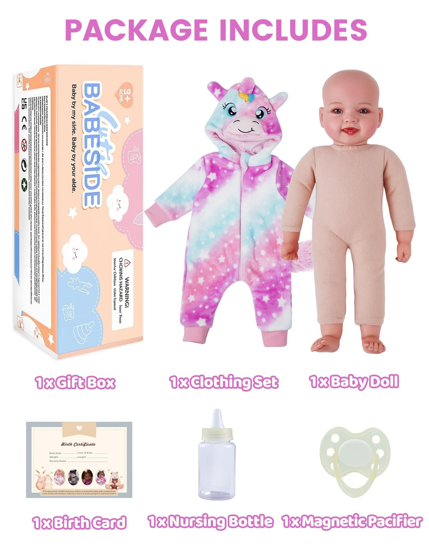 BABESIDE Baby Dolls, 17inch Large Realistic Cute Soft Body Baby Doll Real Life Baby Dolls with Accessories for 3+ Year Old Girls Gifts, Pretend Play, Collection