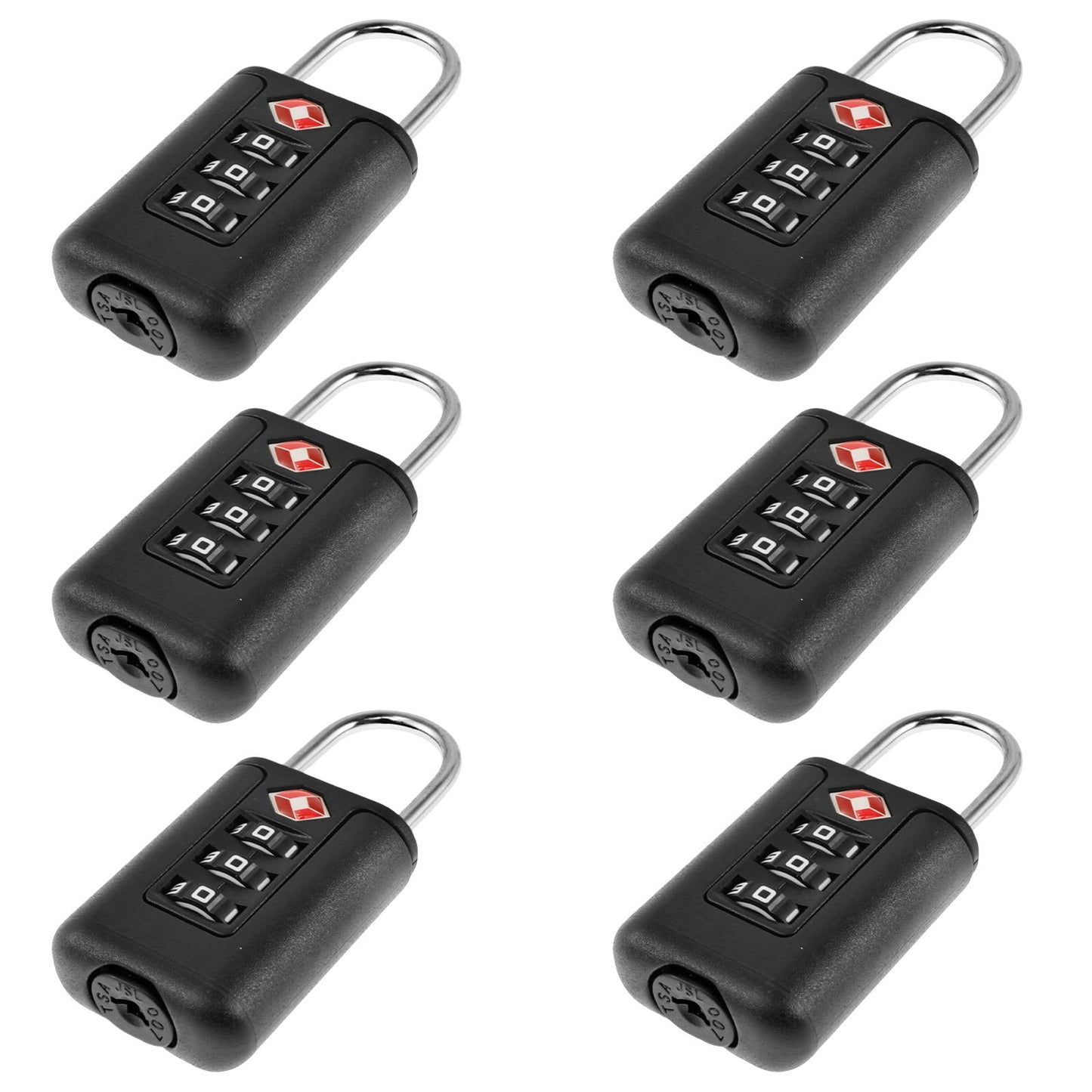 6Pcs TSA Approved Luggage Locks 3 Digit Travel Combination Portable Small Padlocks Stainless Steel TSA Accepted Toolbox Locks for Travel Bag Suitcase Lockers