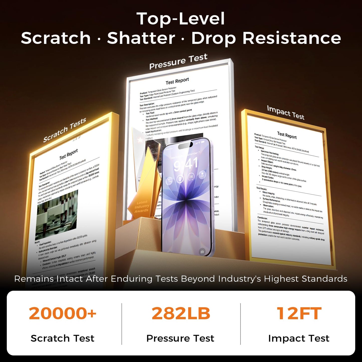 NeverBreak 9H+ Hardness for iPhone 17 Pro Max Screen Protector 12FT Military Grade Protection (Scratch, Shatter, Drop Resistance) Tempered Glass Full Edge Coverage 6.9", 2 Pack with De-Bubble Card