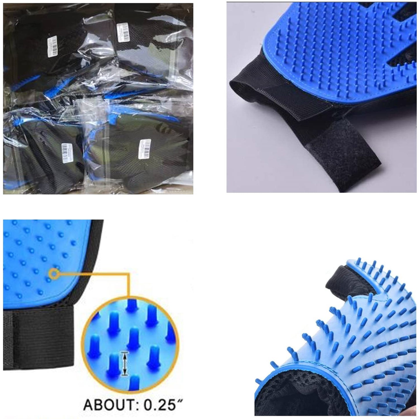 Generic Pet Grooming Glove, Blue - Perfect for Dog, Cat, Rabbit with fur (short and long), Multi-role Bathing, Massaging, Grooming, Shedding, Brush Glove