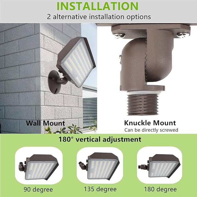Dusk to Dawn Outdoor 100W LED Flood Light with Knuckle (Plate Included), 14000LM 1000W Equiv., 100-277V 5000K,ETL Commercial LED Floodlight Fixture, Outdoor Security Lighting for Landscape,Parking Lot