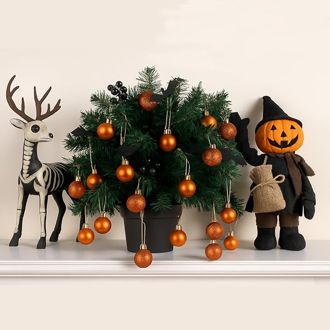 30ct Christmas Ball Ornaments, 2.36" Shatterproof Christmas Tree Decorations, Perfect Hanging Ball for Indoor/Outdoor Holiday Party Decor(Orange)