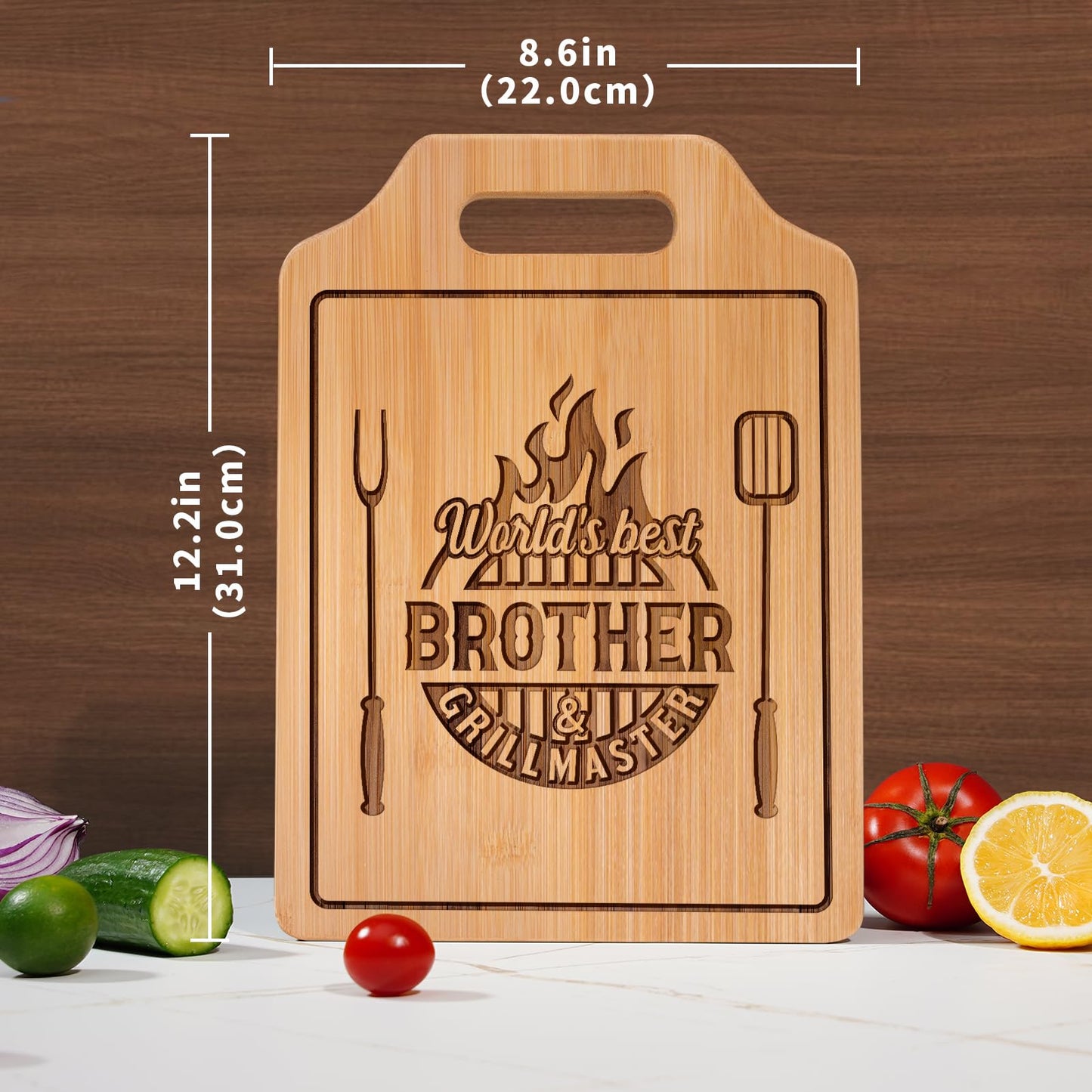 AceThrills Gifts for Brother Birthday Gifts Adult, Brother Gift from Sister for Fathers Day Gift - Engraved Cutting Board 12.3"L × 8.7"W × 0.4"Th