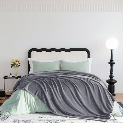 WAVVE Fleece Blanket Sofa Throw Grey 4ft x 5ft - Fluffy Soft Warm Versatile Blanket for Sofa/Couch/Bed Throw/Single Size Gray,130x150 cm