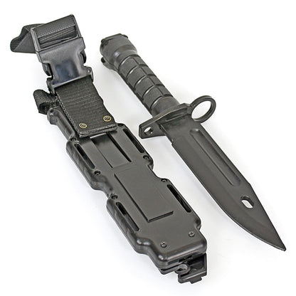 Rubber Knife Training Airsoft with Sheath Dummy Plastic Dagger Flexible Soft Fixed Blade for Prop Halloween Martial Arts Pretend Play Cosplay Costume 11.75 inch