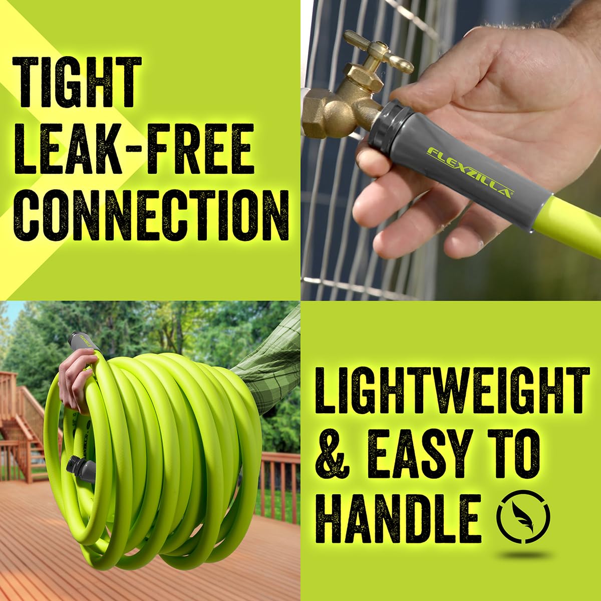 Flexzilla Garden Hose 5/8 in. x 100 ft., Lightweight All-Weather Water Hose, Durable and Flexible, Leak-Free Connections