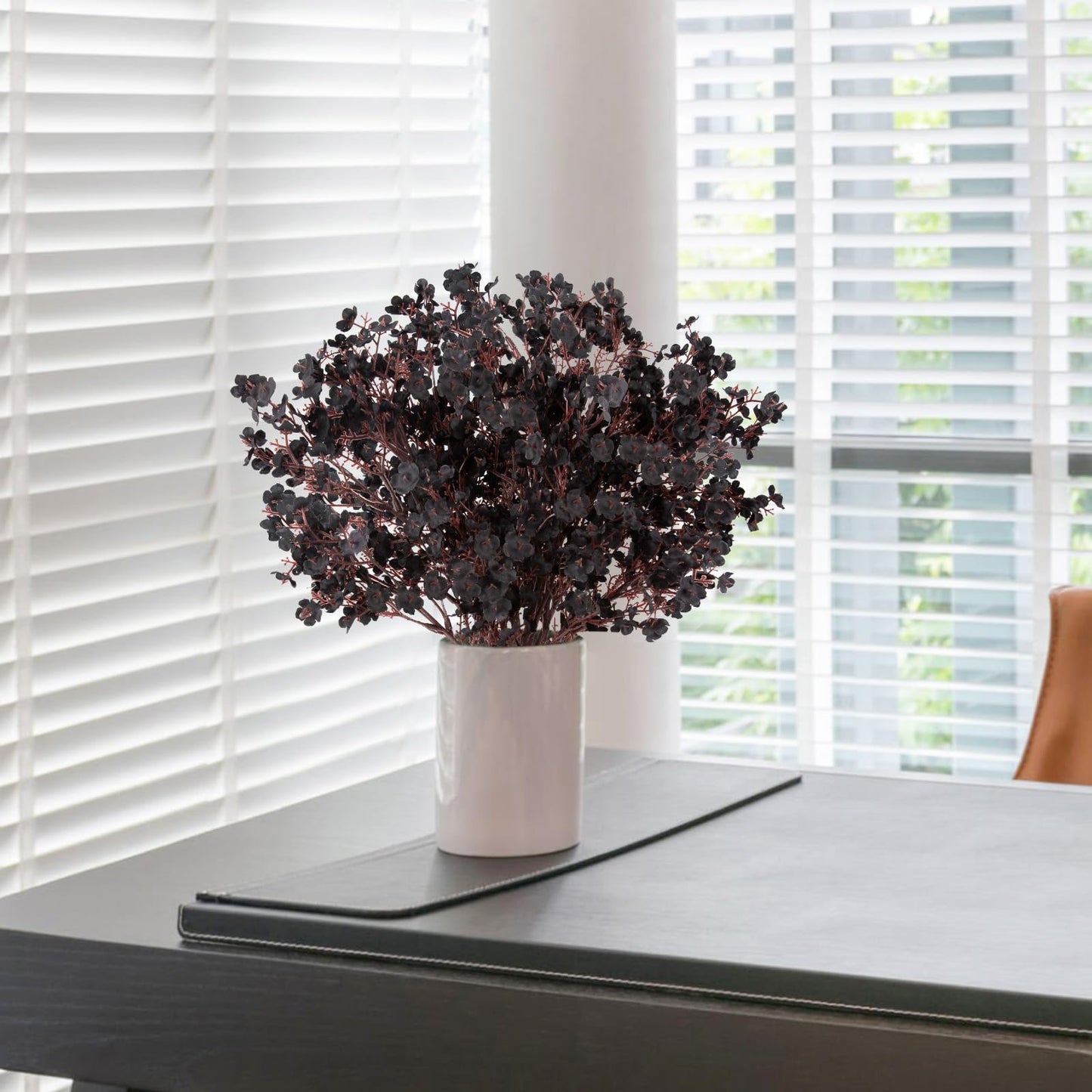 HIAGROW Babys Breath Artificial Flowers, 8 Bundles Real Touch Black Fake Flowers Silk Flowers Bulk for Vase Home Office Wedding Indoor Outdoor Centerpiece Table Party Halloween Decorations