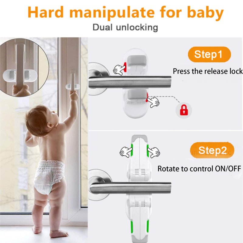 ZENTIVOR Child Safety Door Lever Lock (4 Pack) - No Drill 3M Adhesive Baby Proof for Handles - Easy One Hand Use Stops Kids Toddlers Pets
