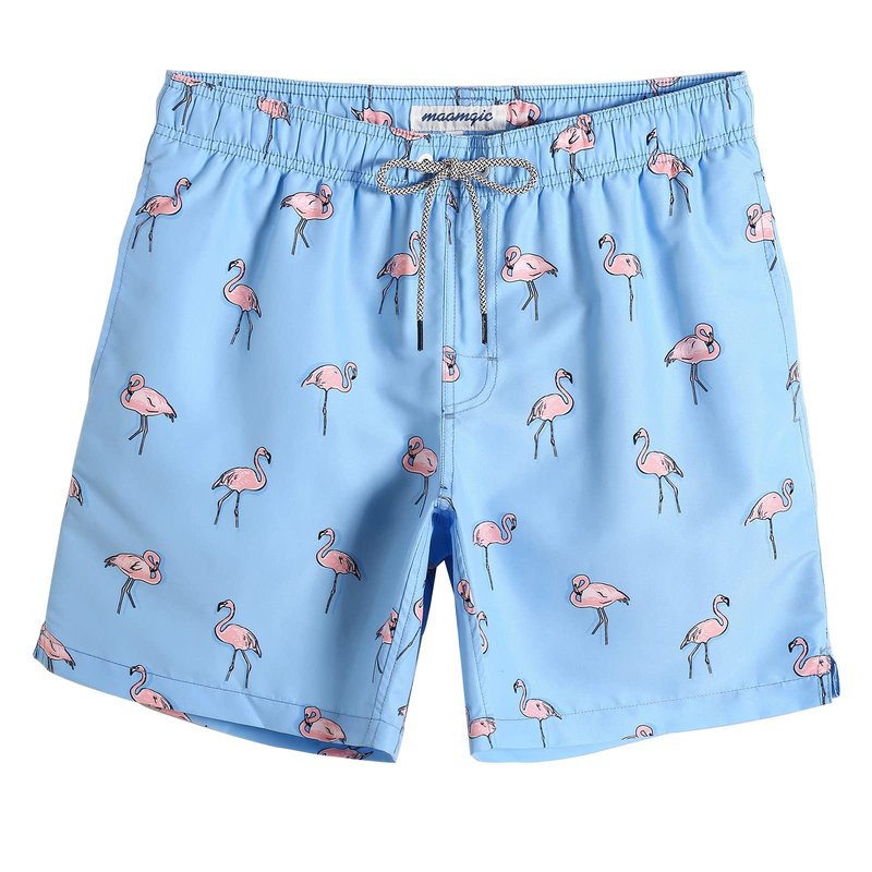 maamgic Mens Swim Trunks Quick Dry Swim Shorts with Mesh Lining Funny Swimwear Bathing Suits 7inch Flamingo Blue XX-Large