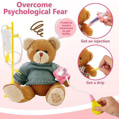 HERSITY Kids Doctors Kit Toy Medical Playset Nurses Costume Role Play Dentist Set with Carry Case Gifts for 3 4 5 6 Years Old Girls