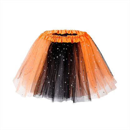 Tutu Skirt Girls 3 Layers Sparkle Tulle Skirt Ballet Princess Dance Dress for Toddler Girls Black and Orange
