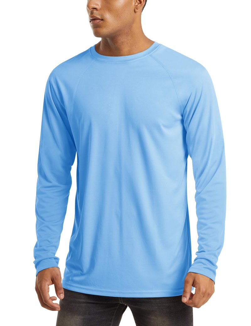 Sun Shirts for Men UV Shirts Hiking T-Shirt Rashguard for Men Long Sleeve Quick Dry Shirts Long Sleeve Sun Shirts Men Water Shirts Blue