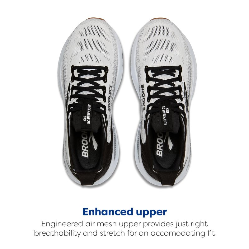 Brooks Women’s Adrenaline GTS 25 Supportive Running & Walking Shoe - White/Black/White - 11 Wide