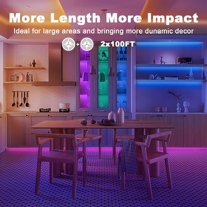 dalattin Led Lights for Bedroom 200ft, Smart Led Strip Lights with App Control Remote, RGB LED Light Strips, 24V Led Strip Lights for Room Decoration Party, Festival Decor(2 Rolls of 100ft)