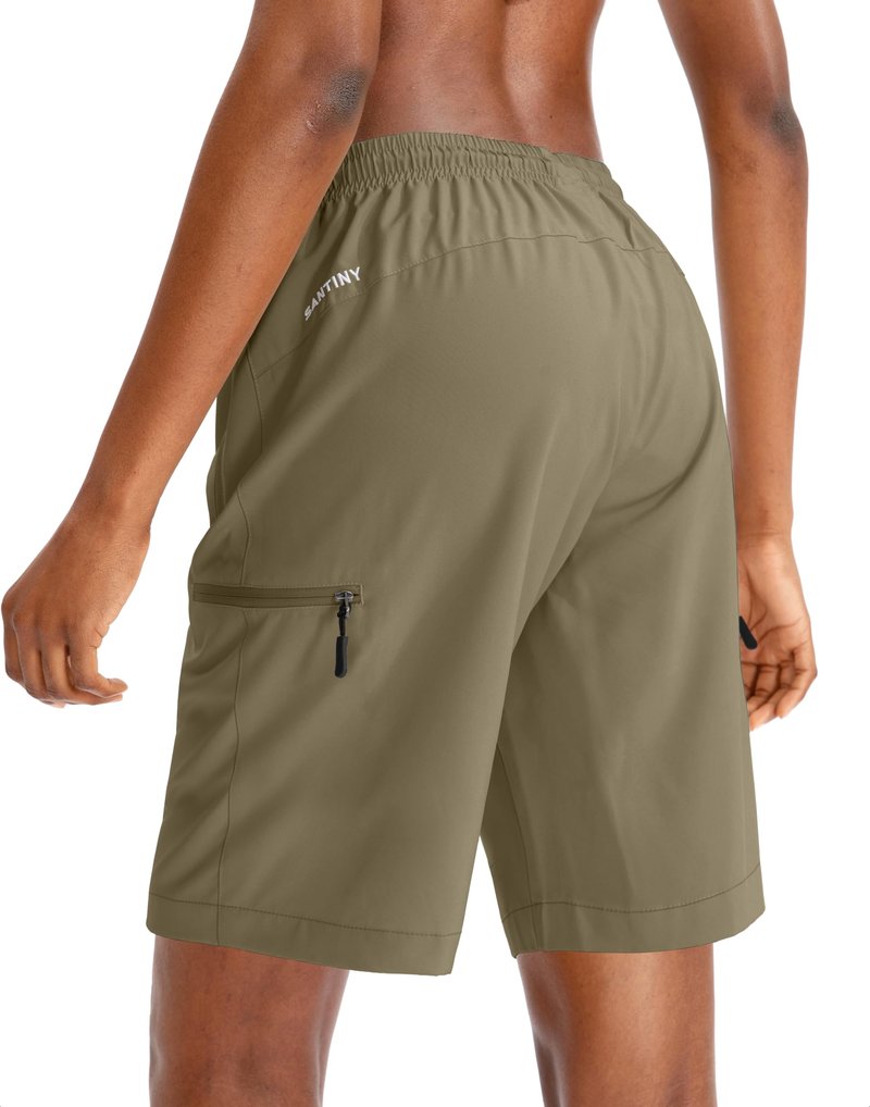 SANTINY Women's 5''/ 7''/9'' Hiking Cargo Shorts Quick Dry Lightweight Summer Shorts for Women Athletic Zipper Pockets(Dusty Khaki_XL)
