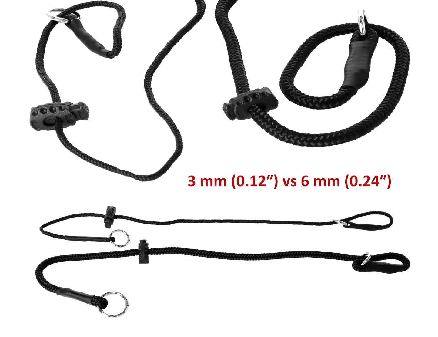 DINGO GEAR Choke Collar For Dog Training Handmade of Cord with A Limiter, Waterproof Black S04059, S
