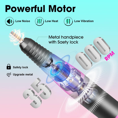 LAVAED Professional Nail Drill Electric Nail File Kit, Nail Filer Electric with 156pcs Sanding Bands and Nail Dril Bits for Acrylic, Gel Nail Manicure and Pedicure, Pink