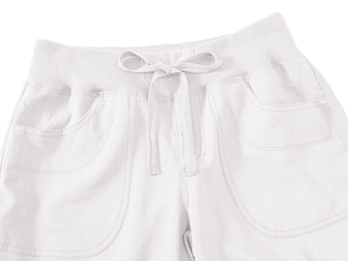 MoFiz Womes Cargo Hiking Capri Pants Lightweight Quick Dry Running Athletic Casual Outdoor Button Pockets Rice White 4XL